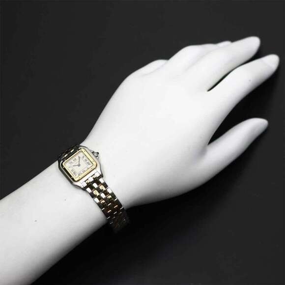 Cartier Panthere SM 2-Row Two-Tone Women's Watch W25029B6 Ivory Yellow Gold Q... - Picture 3 of 7